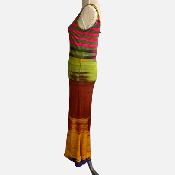 Jean Paul Gaultier Soleil Maxi Dress Fuzzi Striped Tank Sleeveless Jersey Medium - Picture 13 of 14